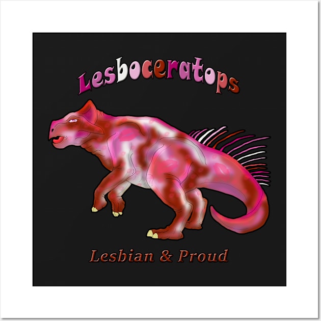 Pride Dinosaurs: Lesboceratops Lesbian Pride Wall Art by Tygerwolfe